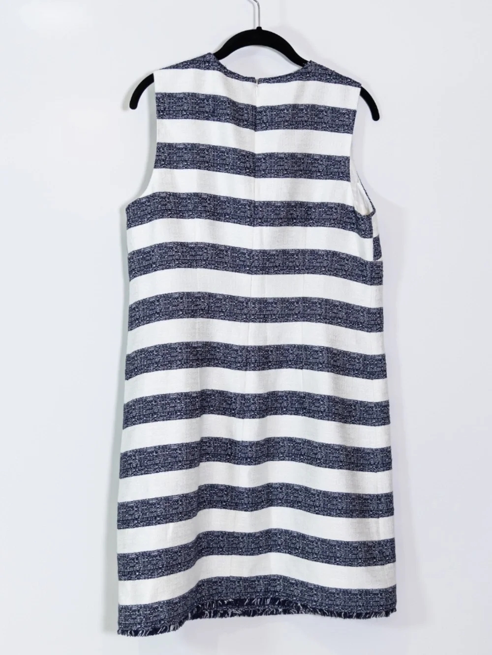 Kate Spade Sailor Stripe Pearl Button Sleeveless Stripe Tweed Mini Shift Dress